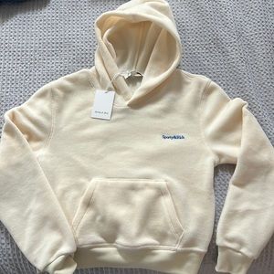 Cream crop fleece hoodie by sporty n rich - took the tags off but never wore!
